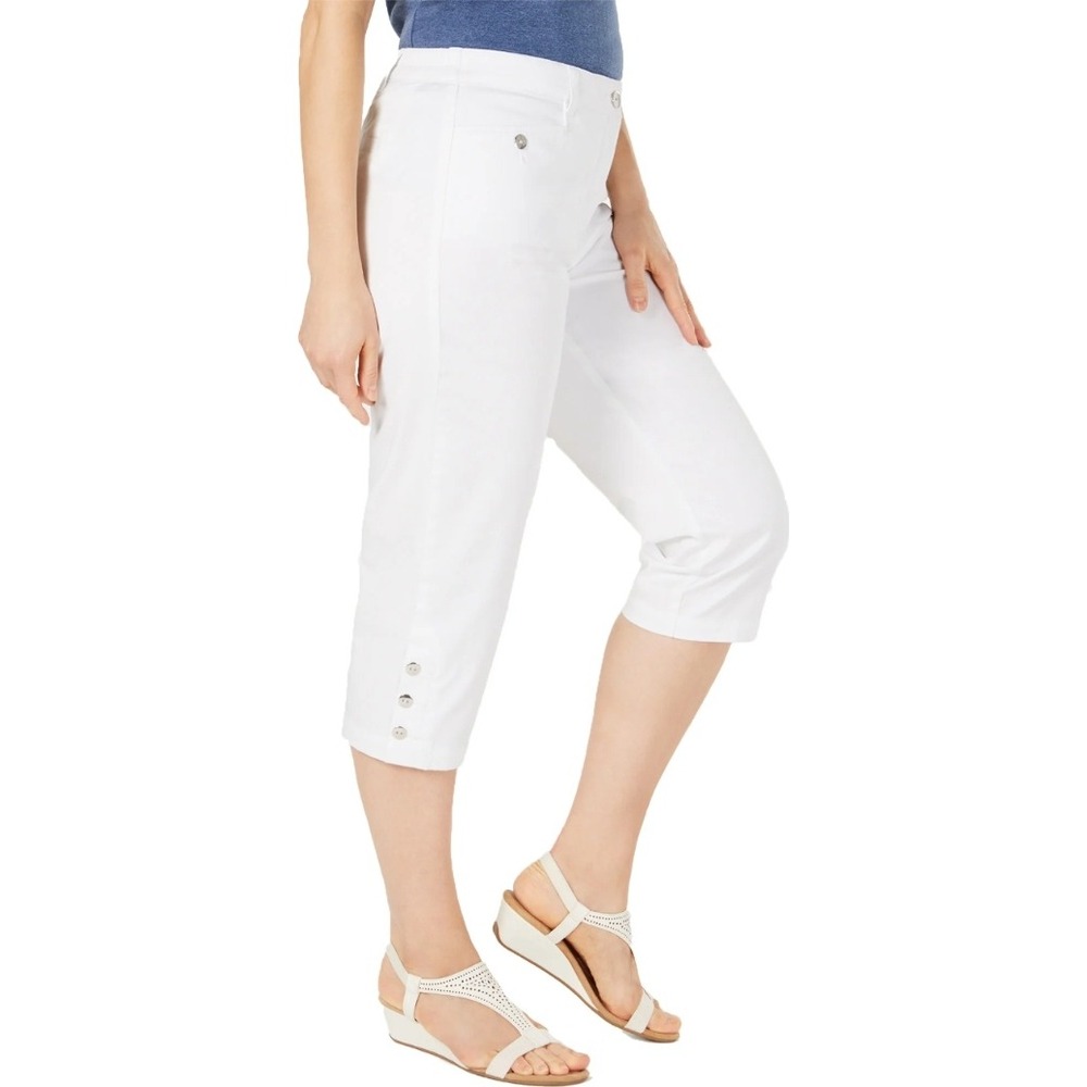 Karen‎ Scott Womens Comfort Capri Pants Bright White Tummy Control Size 8 NEW